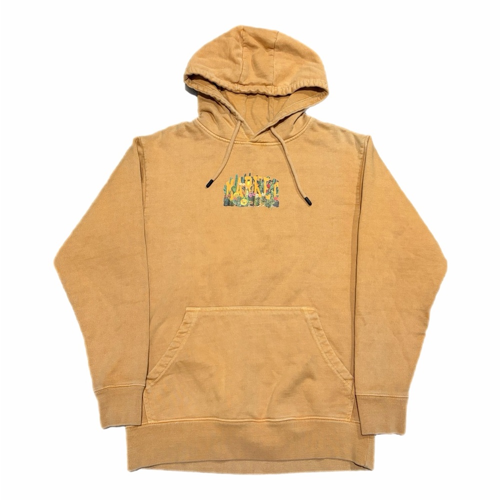 Market Hoodie Sweatshirt Mens Medium Tan Cactus Floral Graphic Fleece Pullover